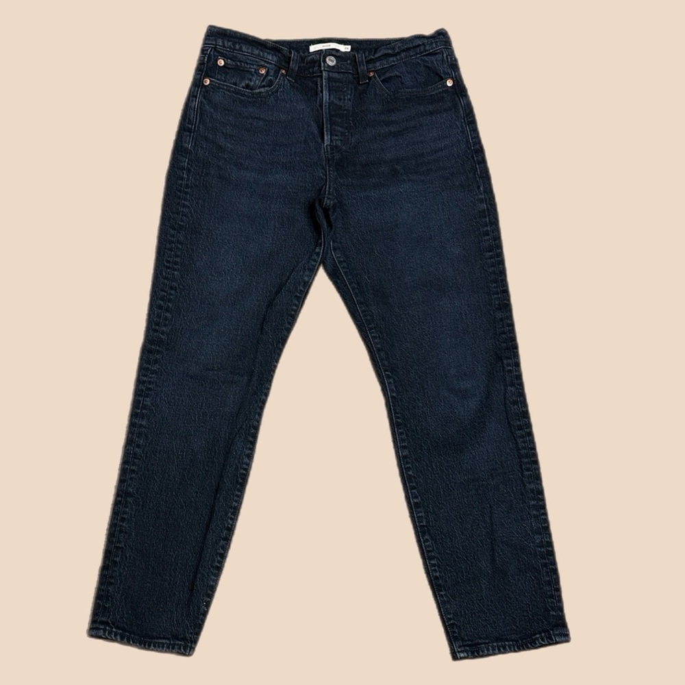 Levi’s Wedgie High Rise Button Fly Slim Straight Leg Jeans Dark Wash Sz 28